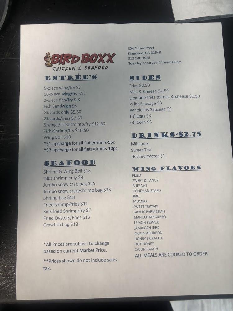 Bird Boxx Menu image 1